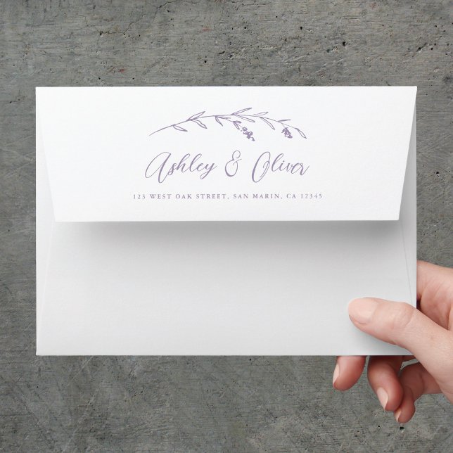 Rustic Wildflowers Script Lavender Purple Wedding Envelope (Creator Uploaded)