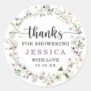 Rustic Wildflowers Thank You Favour Square Sticker