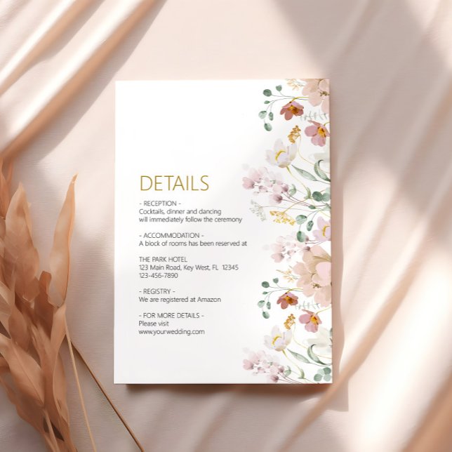 Rustic Wildflowers Wedding  Details Enclosure Card (Creator Uploaded)