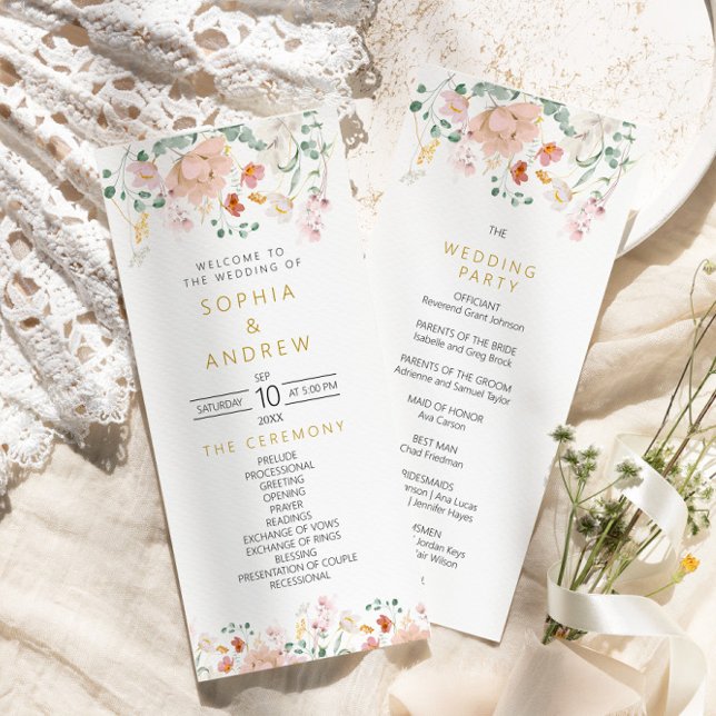 Rustic Wildflowers Wedding Programs Programme (Creator Uploaded)