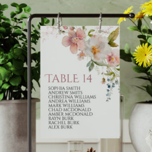 Rustic Wildflowers Wedding Seating Chart Cards