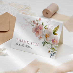 Rustic Wildflowers  Wedding Thank You Card