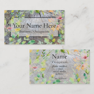 Rustic wildflowers wood grain distressed botanical business card