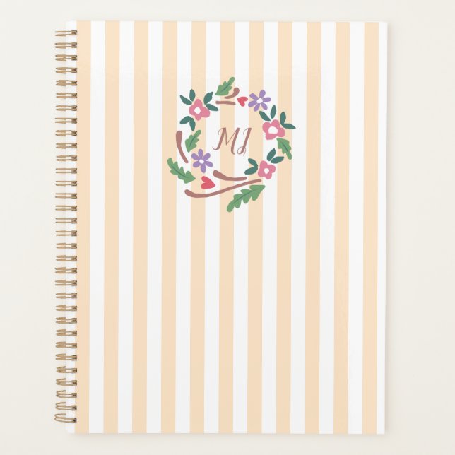 Rustic Wildflowers Wreath Monogram Planner (Front)