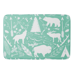 Rustic Wildlife Buffalo Bear Fox Deer Boys Room Bath Mat