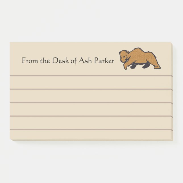 Rustic Wildlife Grizzly Bear Post-it Notes (Front)
