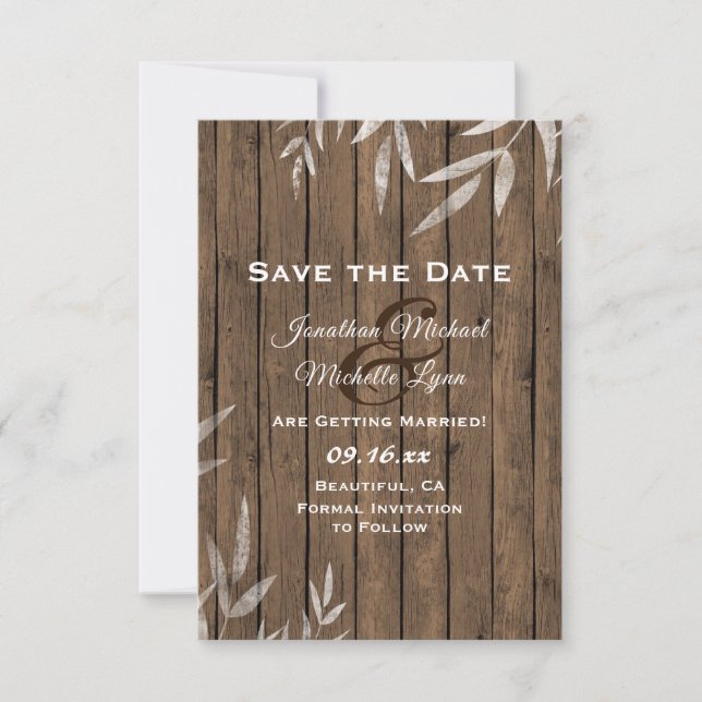 Rustic Willow on Wood Wedding Save The Date (Front)