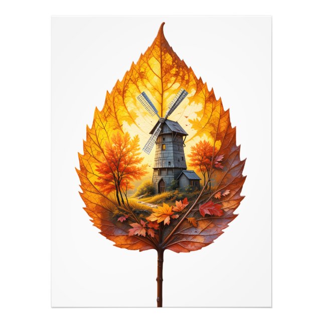 Rustic Windmill in Autumn Glow Photo Print (Front)