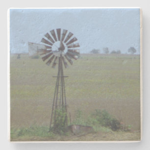Rustic Windmill Stone Coaster