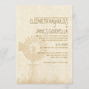 Rustic Windmill Wedding Invitations