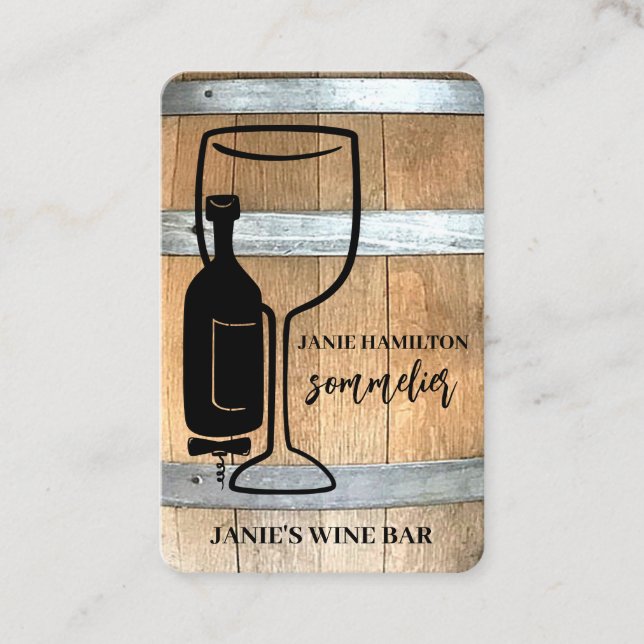 Rustic Wine Bar Winery QR Code Business Card (Front)