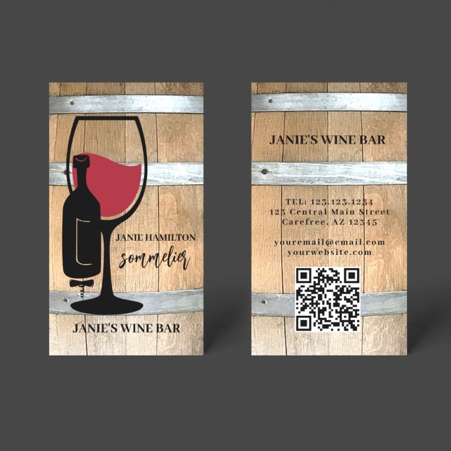 Rustic Wine Bar Winery QR Code Business Card (Creator Uploaded)