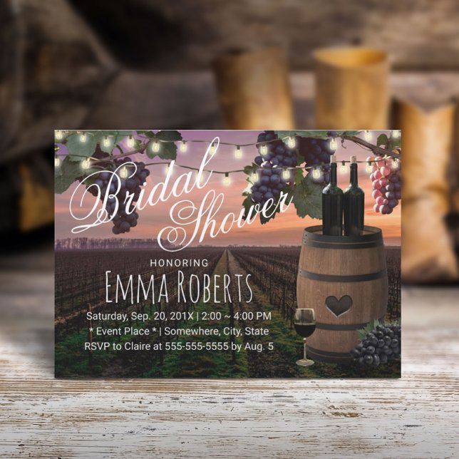 Rustic Wine Barrel Country Vineyard Bridal Shower Invitation (Creator Uploaded)