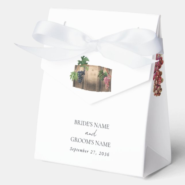 Rustic Wine Barrel Winery Vineyard Wedding Favour Box (Front)