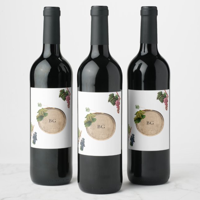 Rustic Wine Barrel Winery Vineyard Wedding Label (Bottles)