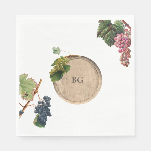 Rustic Wine Barrel Winery Vineyard Wedding Napkin (Front)