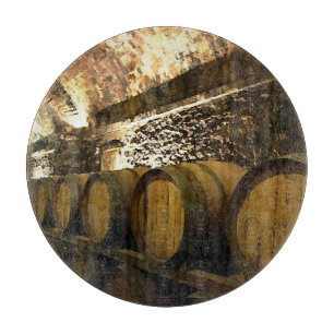Rustic Wine Cellar Barrels in Brown Cutting Board
