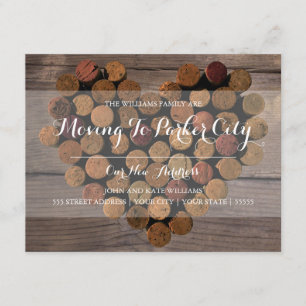 Rustic Wine Cork Heart - Moving Announcement