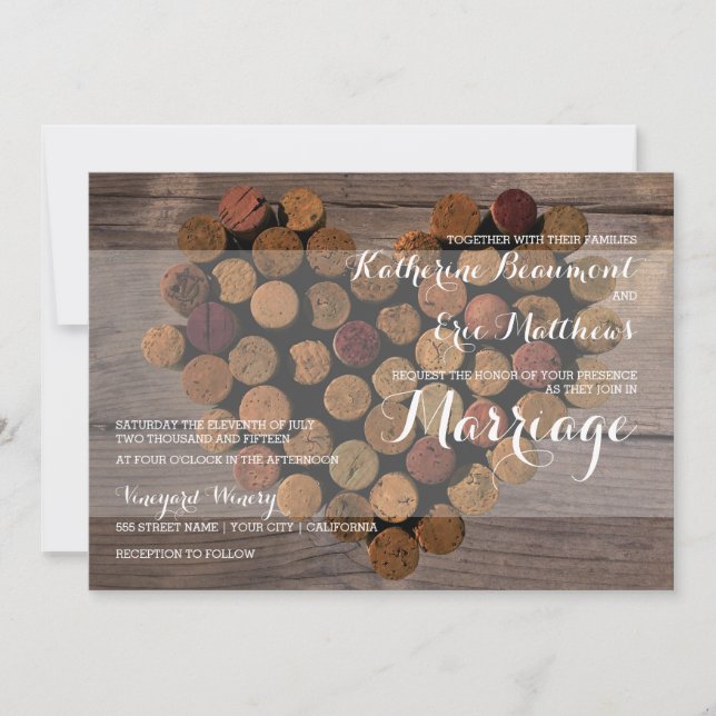 Rustic Wine Cork Wedding Invitation (Front)