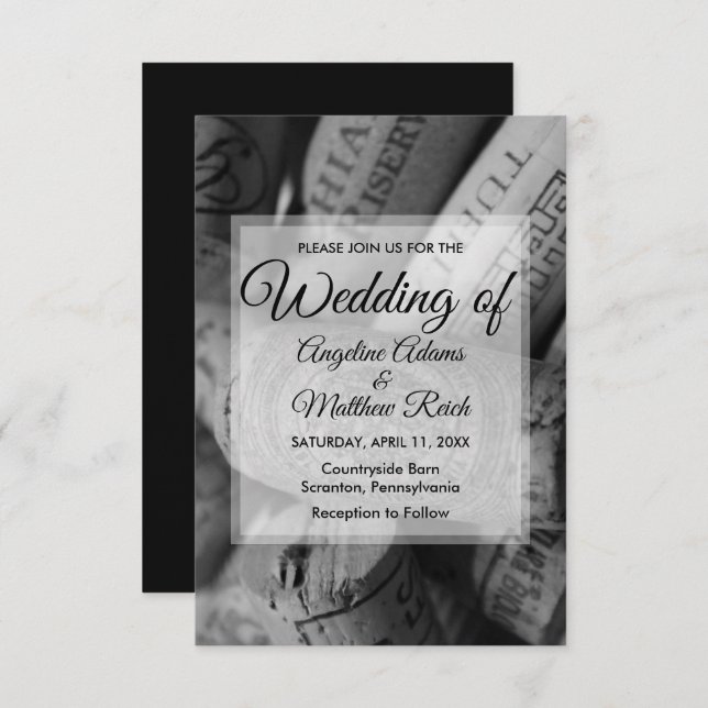 Rustic Wine Cork Wedding Invitation (Front/Back)