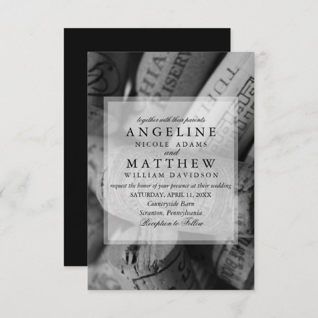 Rustic Wine Cork Wedding Invitation (Front/Back)