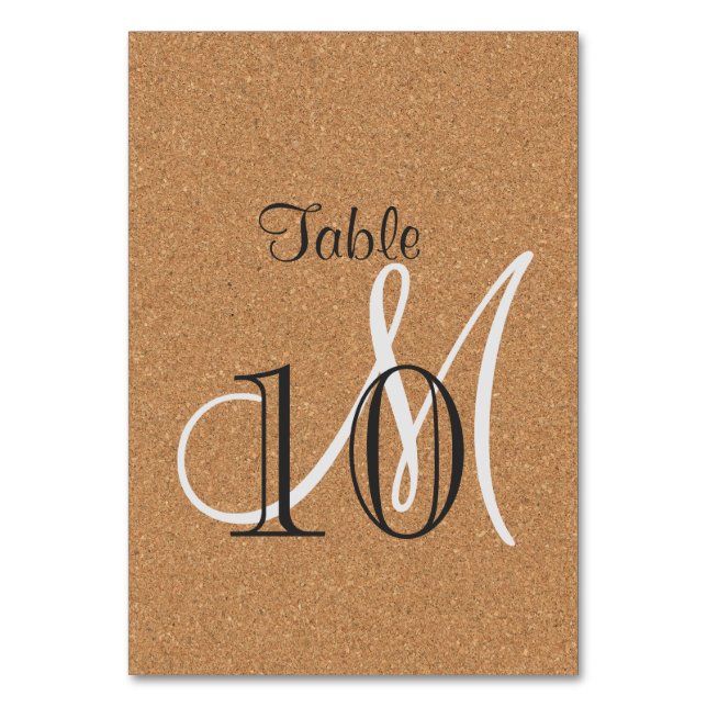 Rustic Wine Cork Wedding Monogram Table Number (Front)