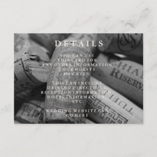 Rustic Wine Cork Wedding Reception Details Card