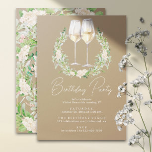 Rustic Wine Flower Garden Any Age Adult Birthday Invitation