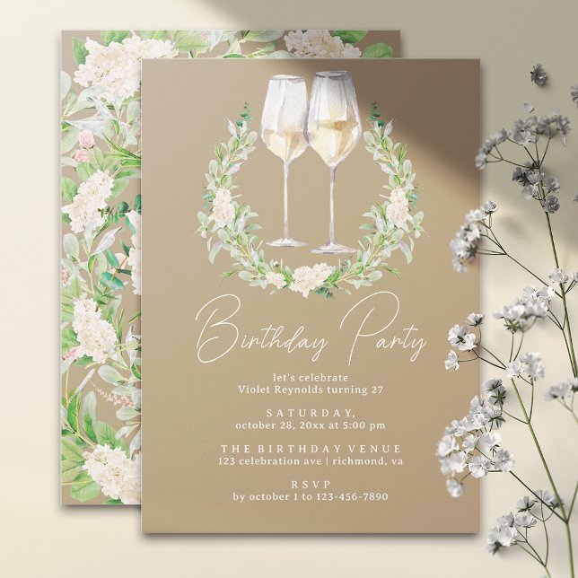 Rustic Wine Flower Garden | Any Age Adult Birthday Invitation (Creator Uploaded)