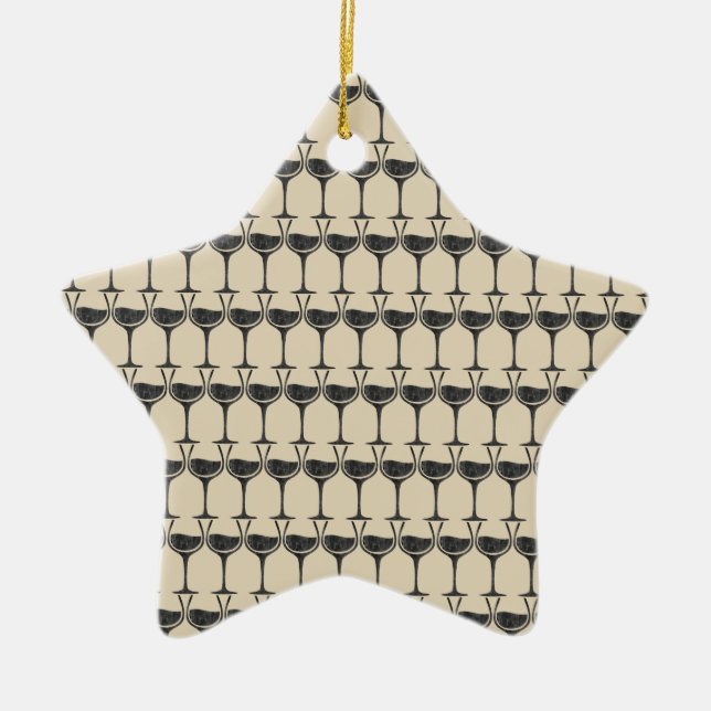 rustic wine glass pattern ceramic tree decoration (Front)