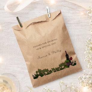 Rustic Wine Grapevines Winery Wedding Favour Bags
