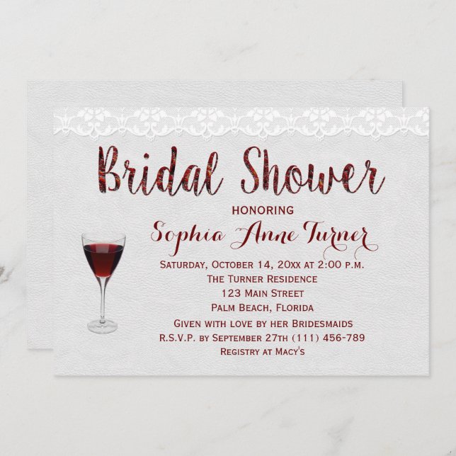 Rustic Wine Tasting Bridal Shower Invitation (Front/Back)