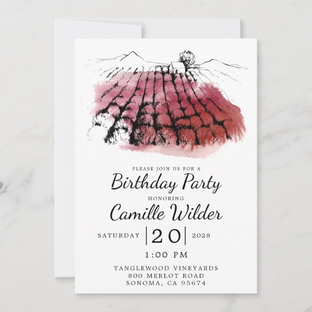 Rustic Wine Tasting Vineyard Winery Birthday Party Invitation (Front)