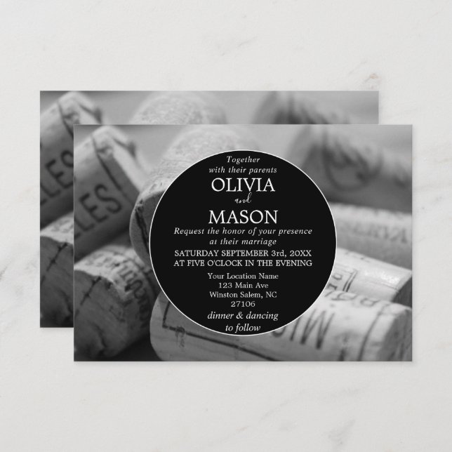 Rustic Wine Themed Vineyard Wedding Invitation (Front/Back)