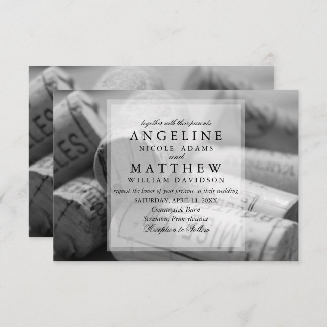 Rustic Wine Themed Vineyard Wedding Invitation (Front/Back)