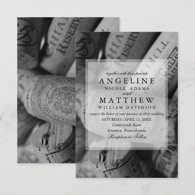 Rustic Wine Themed Vineyard Wedding Invitation (Front/Back)