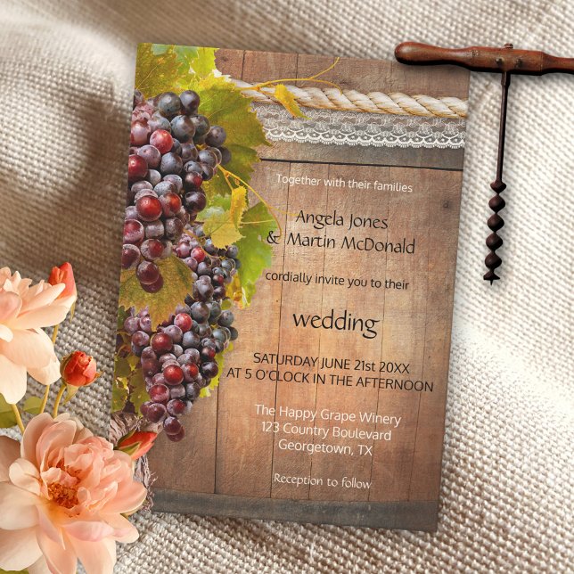 Rustic Wine Themed Vineyard Wedding Invitation (Creator Uploaded)