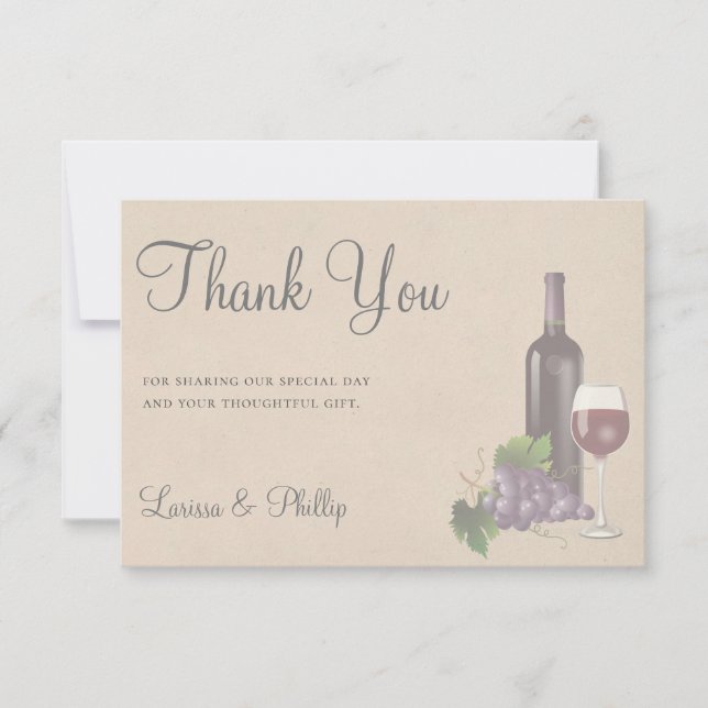 Rustic Wine Vineyard  Wedding  Thank You Card (Front)