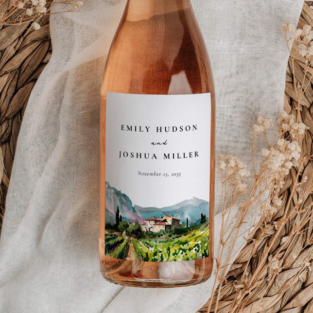 Rustic Winery Landscape Wedding Wine Label (Creator Uploaded)