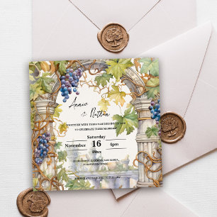 Rustic Winery Theme Grapevine Wedding Invitation