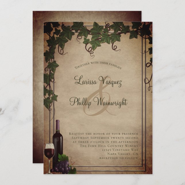 Rustic Winery Vineyard Wedding  Invitation (Front/Back)