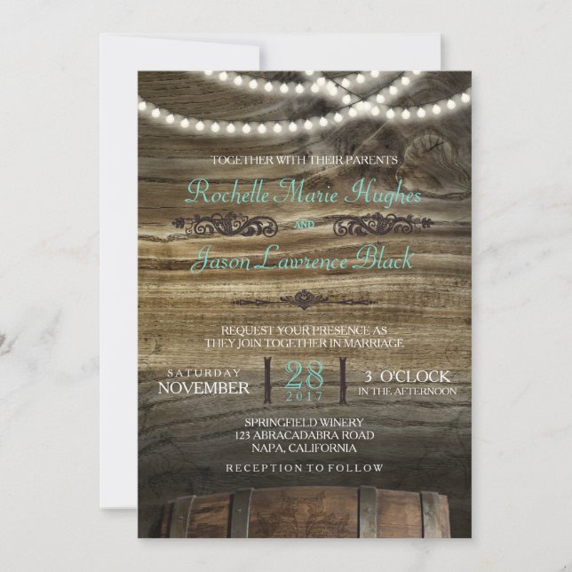 Rustic Winery Wedding Invitation (Front)