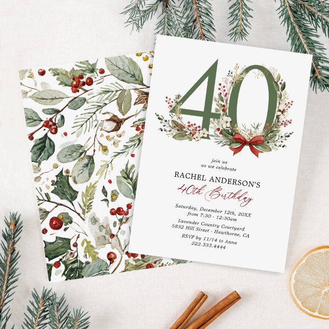 Rustic Winter 40th Birthday Invitation (Creator Uploaded)