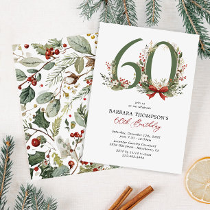 Rustic Winter 60th Birthday Invitation
