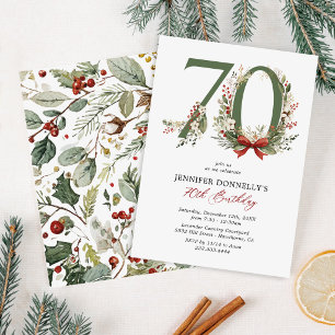 Rustic Winter 70th Birthday Invitation