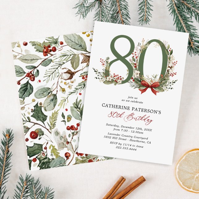 Rustic Winter 80th Birthday Invitation (Creator Uploaded)