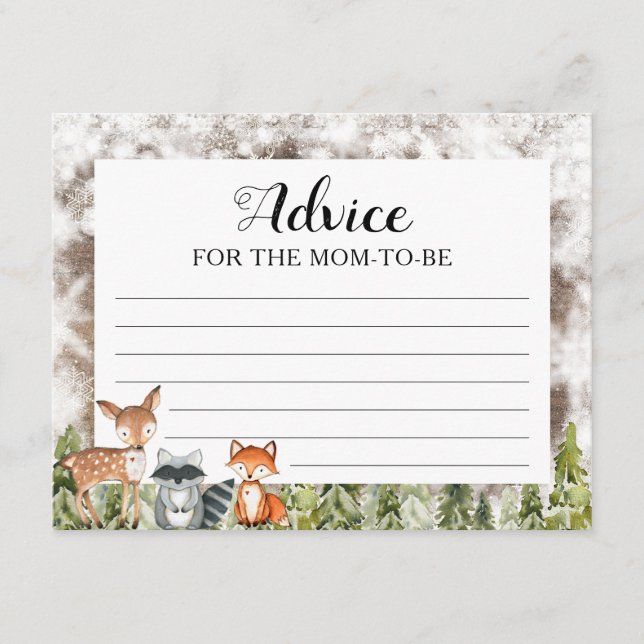 Rustic Winter Animals Woodland Advice For Mummy Enclosure Card (Front)