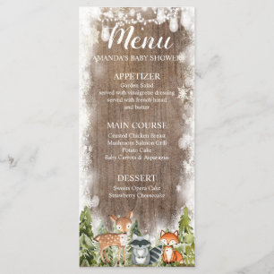 Rustic Winter Animals Woodland Birthday Menu