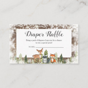 Rustic Winter Animals Woodland Diaper Raffle Enclosure Card