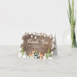 Rustic Winter Animals Woodland Folded Thank You Card